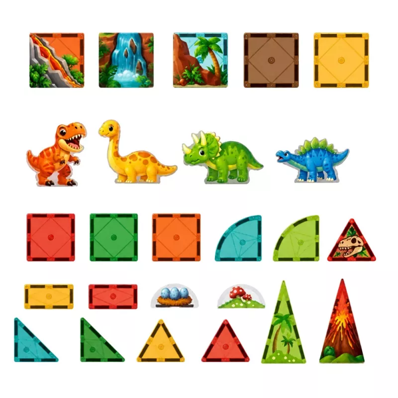 LEAN TOYS magneettiset rakennuspalikat dinosaurus tulivuori 31 osaa
