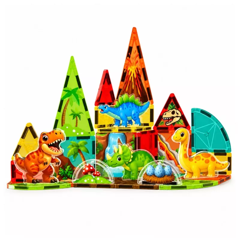 LEAN TOYS magneettiset rakennuspalikat dinosaurus tulivuori 31 osaa
