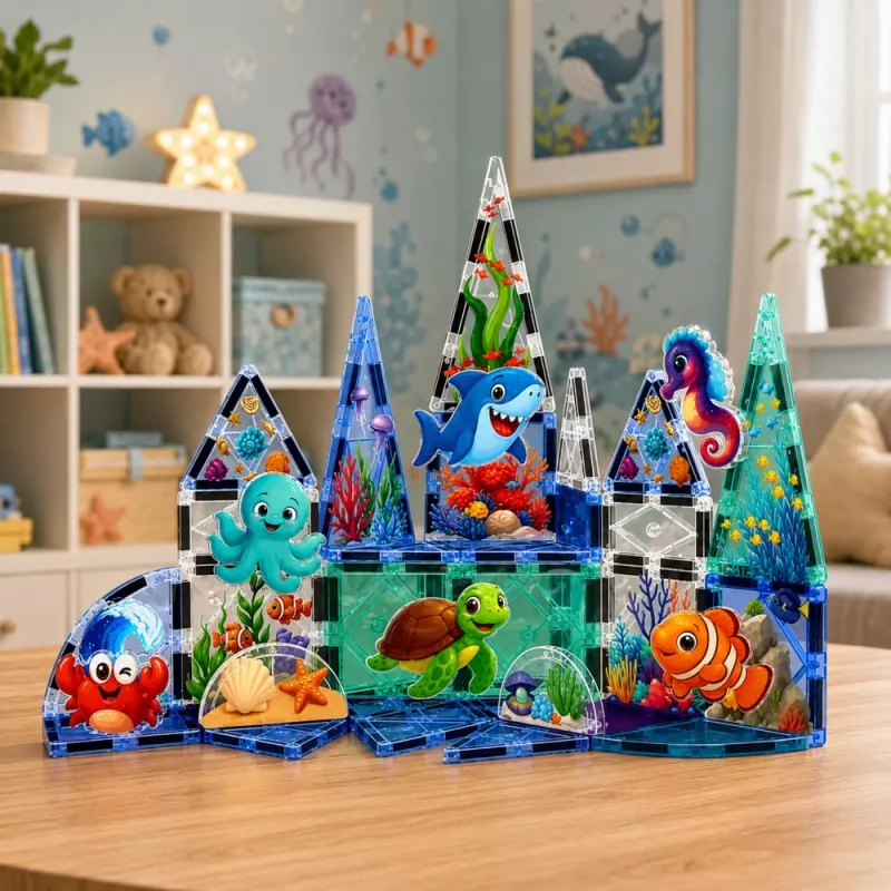 LEAN TOYS magneettiset rakennuspalikat merieläimet valtameri 40 osaa
