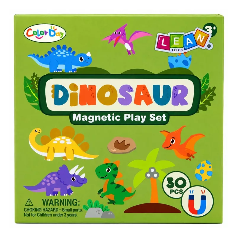 LEAN TOYS magneettinen palapelikirja dinosaurukset värikkäät magneetit 30 kpl