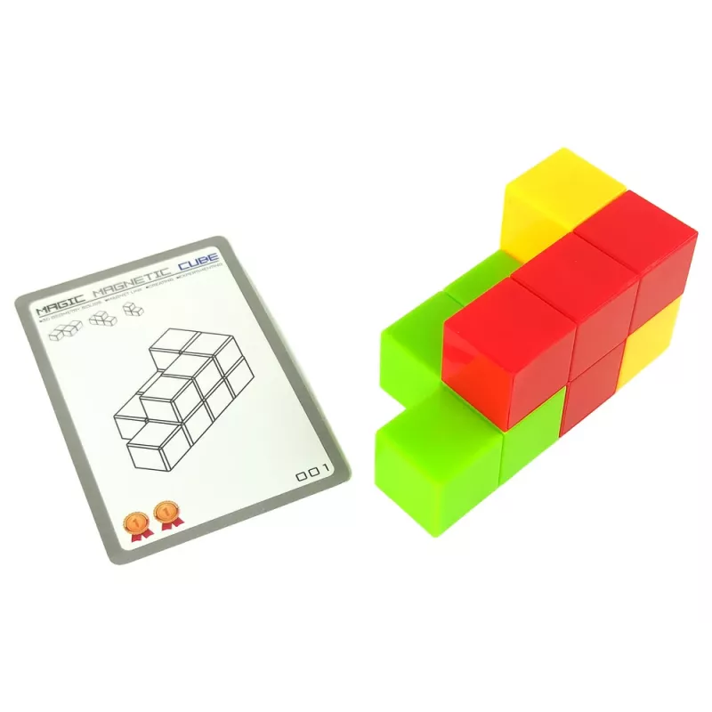 LEAN TOYS Magneettinen palapelikuutio kaksipuoliset kortit 108 haastetta