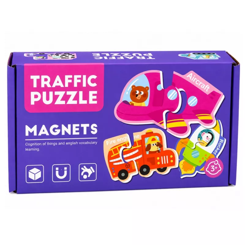 LEAN TOYS magneettipalapeli ajoneuvot oppimislelu kulkuneuvot sarja 30 osaa