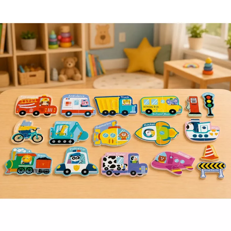 LEAN TOYS magneettipalapeli ajoneuvot oppimislelu kulkuneuvot sarja 30 osaa