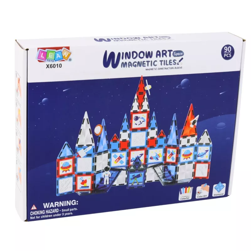 LEAN TOYS Magnetic Space Windows rakennuspalikat 90 osaa – ABS-muovi STEM-rakennussarja