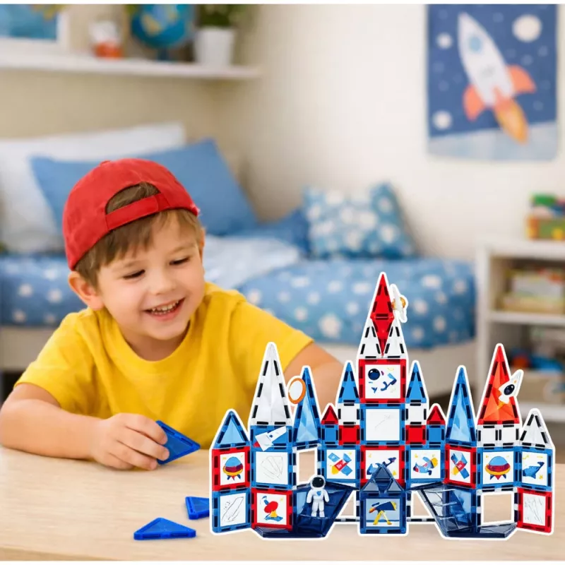 LEAN TOYS Magnetic Space Windows rakennuspalikat 90 osaa – ABS-muovi STEM-rakennussarja