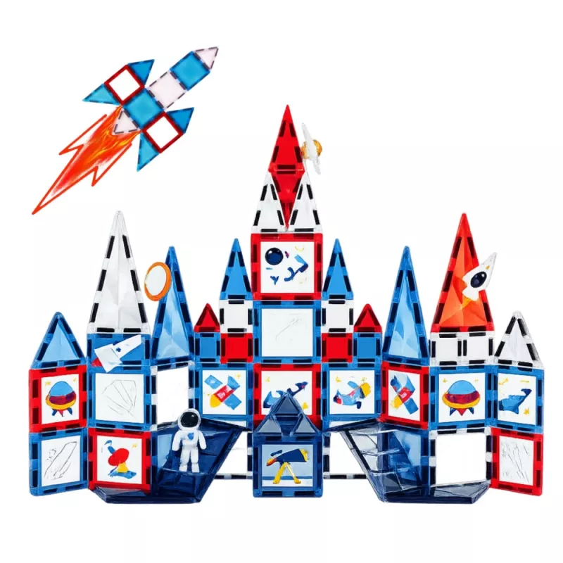 LEAN TOYS Magnetic Space Windows rakennuspalikat 90 osaa – ABS-muovi STEM-rakennussarja