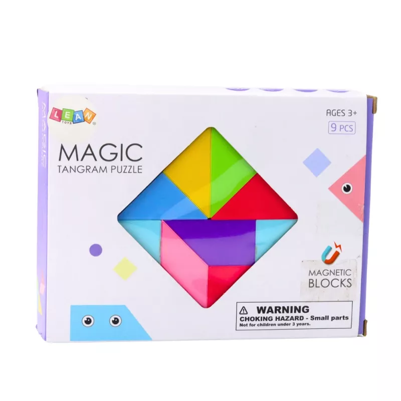 LEAN TOYS magneettiset tangram-palikat värikäs palapeli-tarrasarja 9 kpl