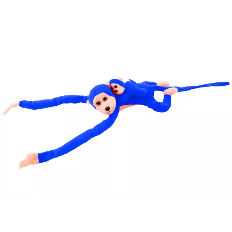 LEAN TOYS Mascot pehmoapina vauvalla, sininen 90 cm