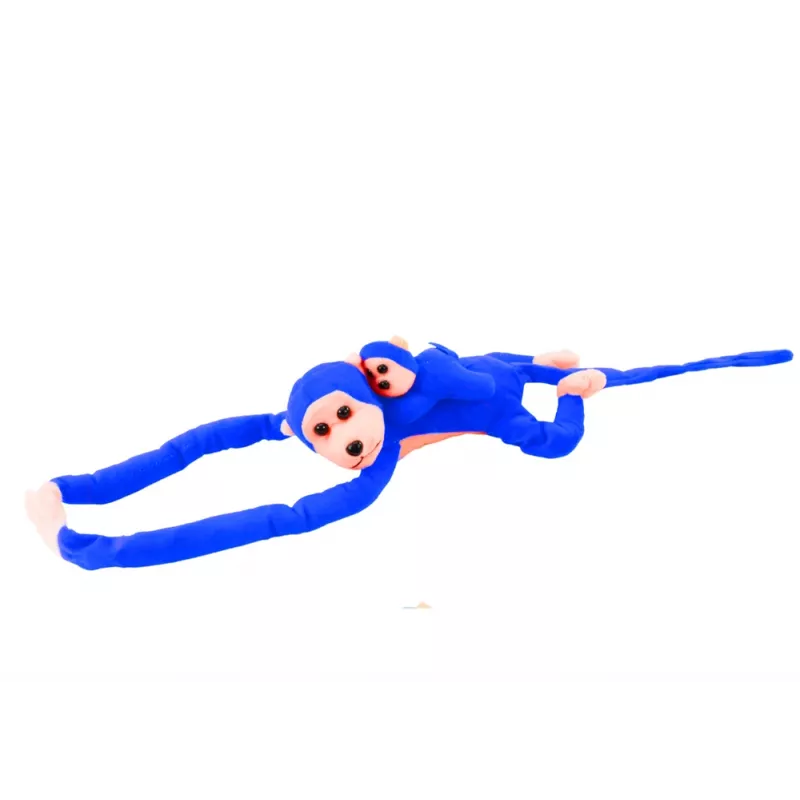 LEAN TOYS Mascot pehmoapina vauvalla, sininen 90 cm