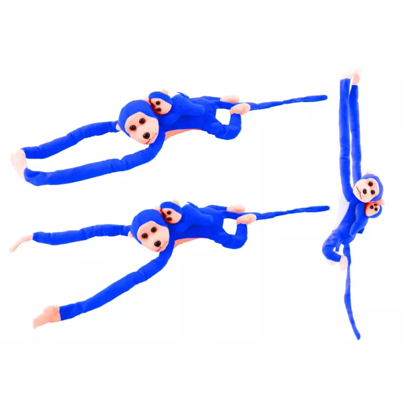 LEAN TOYS Mascot pehmoapina vauvalla, sininen 90 cm
