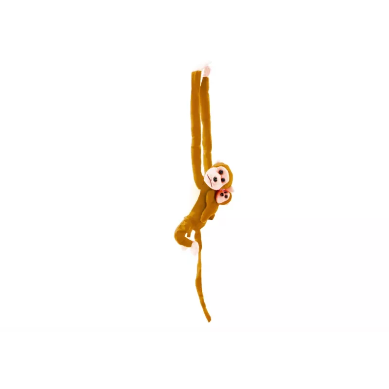 LEAN TOYS Mascot pehmoapina vauvalla, vaaleanruskea 90 cm