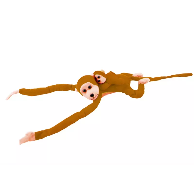 LEAN TOYS Mascot pehmoapina vauvalla, vaaleanruskea 90 cm