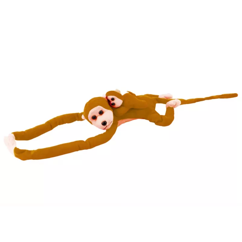 LEAN TOYS Mascot pehmoapina vauvalla, vaaleanruskea 90 cm