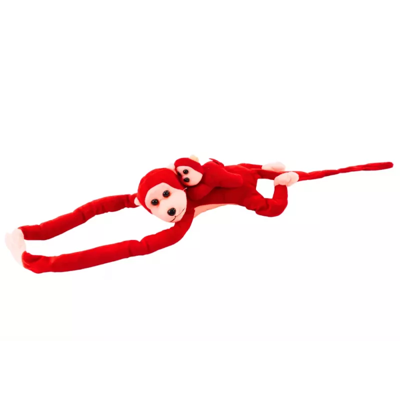 LEAN TOYS maskotti pehmoapina vauvalla, punainen 70 cm