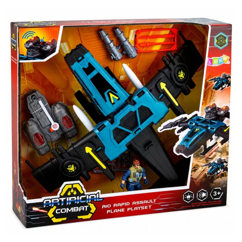 LEAN TOYS sotilastaistelukone sotilashahmolla, raketinheittimillä, valoilla ja äänillä
