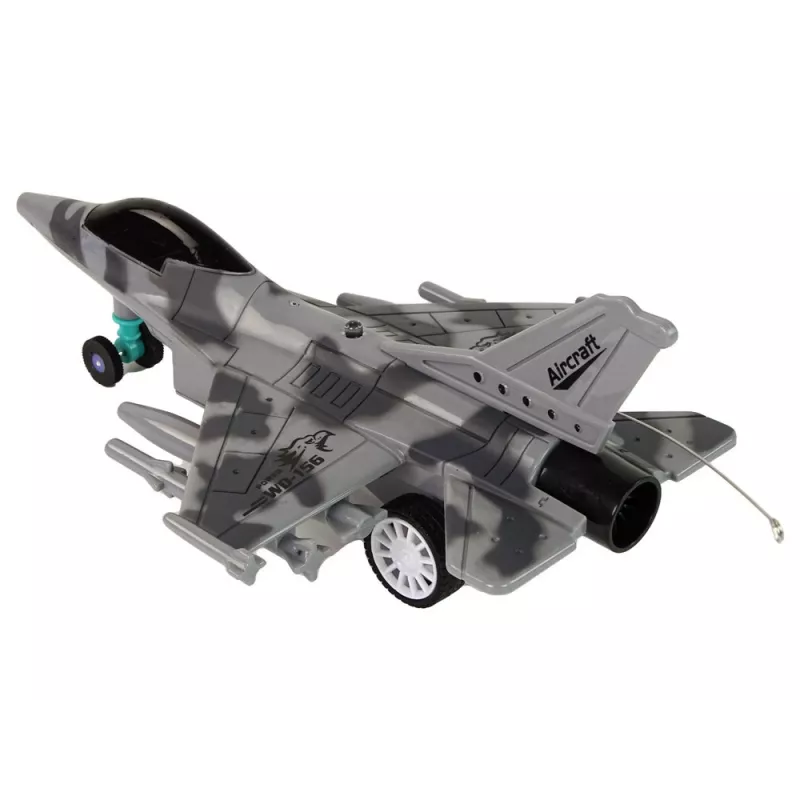 LEAN TOYS sotilashävittäjä kauko-ohjattava RC-lentokone harmaa valot