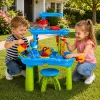 LEAN TOYS monitasoinen vesipöytä-leikkialue tuolilla, tarvikkeilla ja muoteilla, 63 cm