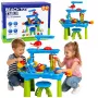 LEAN TOYS monitasoinen vesipöytä-leikkialue tuolilla, tarvikkeilla ja muoteilla, 63 cm