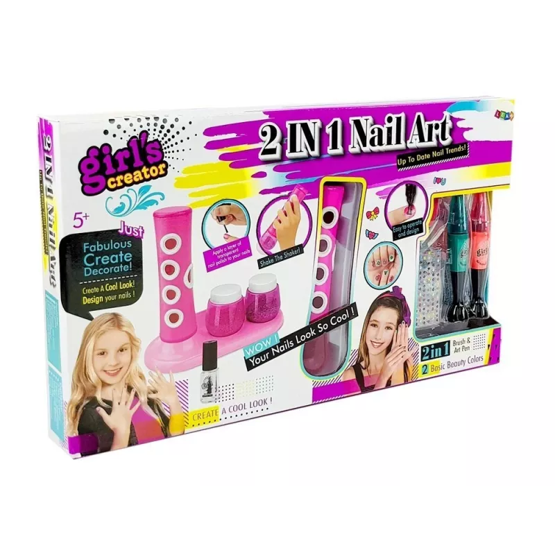 LEAN TOYS kynsilakkasarja glitterannostelijalla ja värillisillä tarroilla