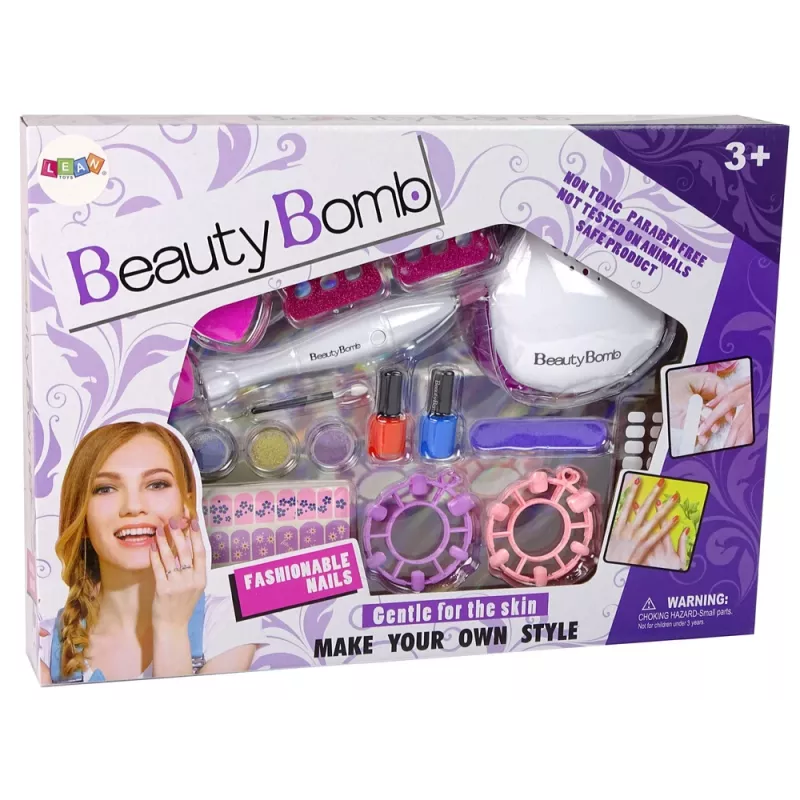 LEAN TOYS kynsilakkasarja muoteilla, lampulla, viilalla ja brokadella