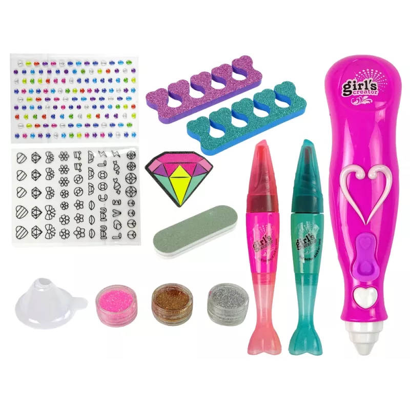 LEAN TOYS Kynsien koristelusarja kynsitapit glitterlevittimet timantit