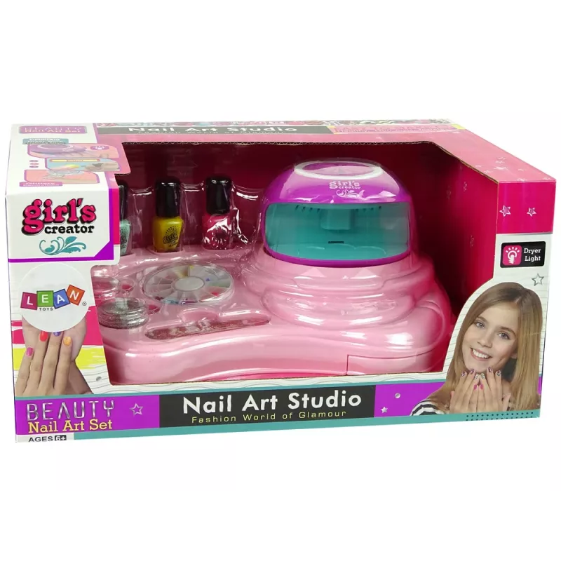 LEAN TOYS Kynsilakkasarja kynsiglitterillä, kuivaimella ja tarroilla