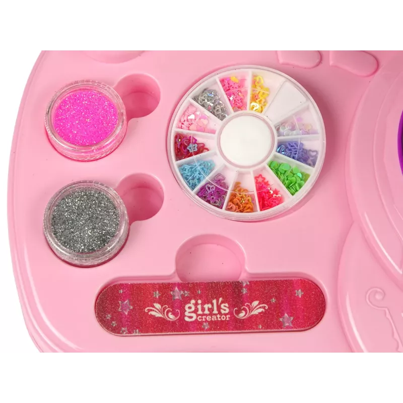 LEAN TOYS Kynsilakkasarja kynsiglitterillä, kuivaimella ja tarroilla