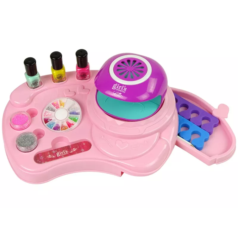LEAN TOYS Kynsilakkasarja kynsiglitterillä, kuivaimella ja tarroilla