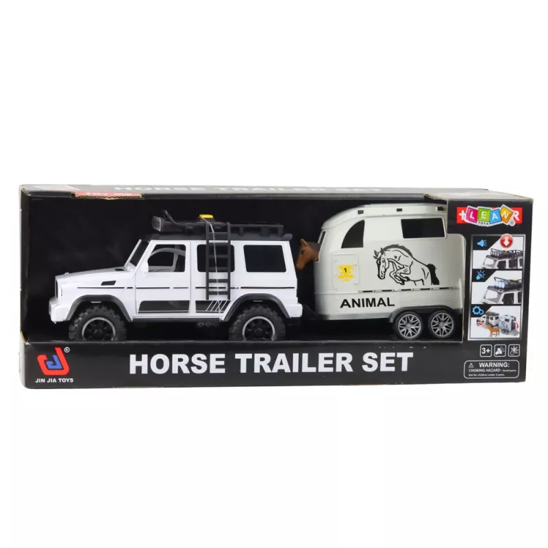 LEAN TOYS maastoauto hevostrailerilla, hahmo, valot ja äänet