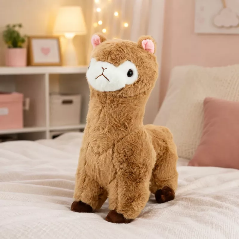 LEAN TOYS pehmoinen alpakka pehmolelu pehmeällä turkilla beige 28 cm