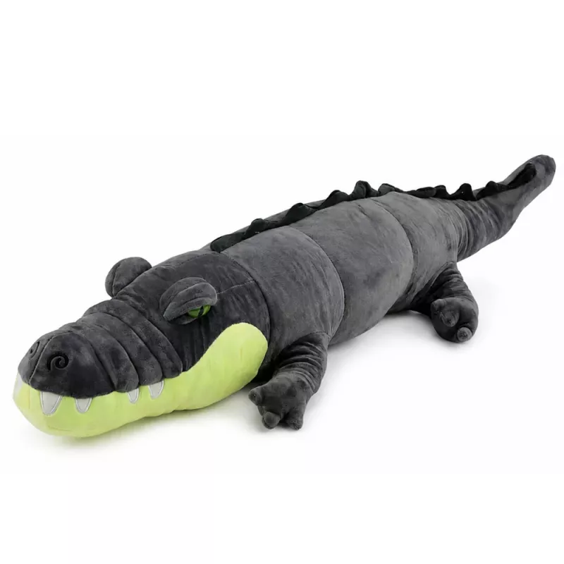 LEAN TOYS pehmeä krokotiili maskotti pehmolelu - realistinen harmaa, 90 cm