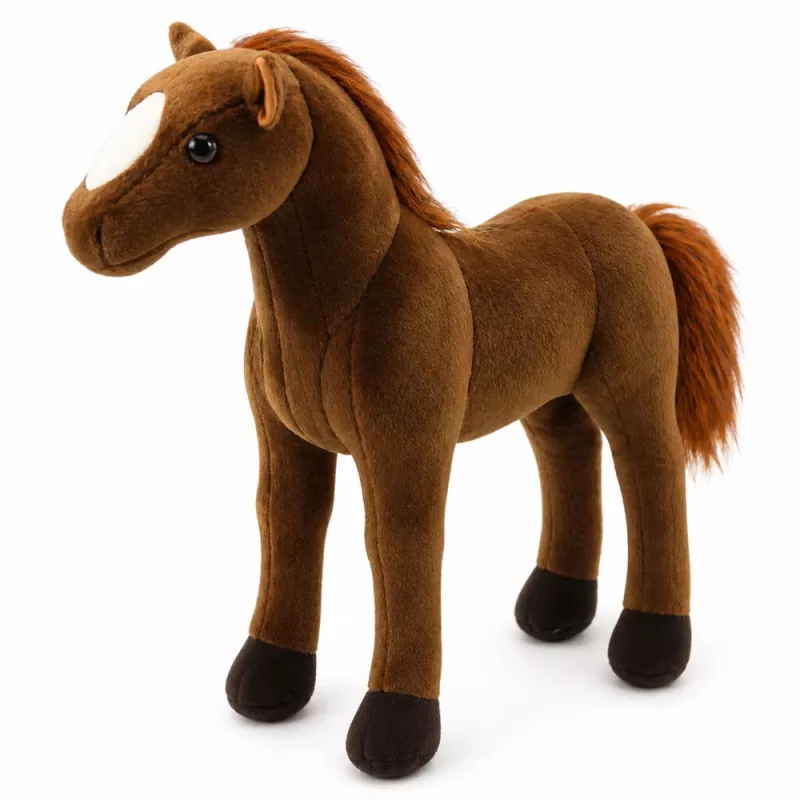 LEAN TOYS pehmohevonen pehmolelu tummanruskea 40 cm x 37 cm