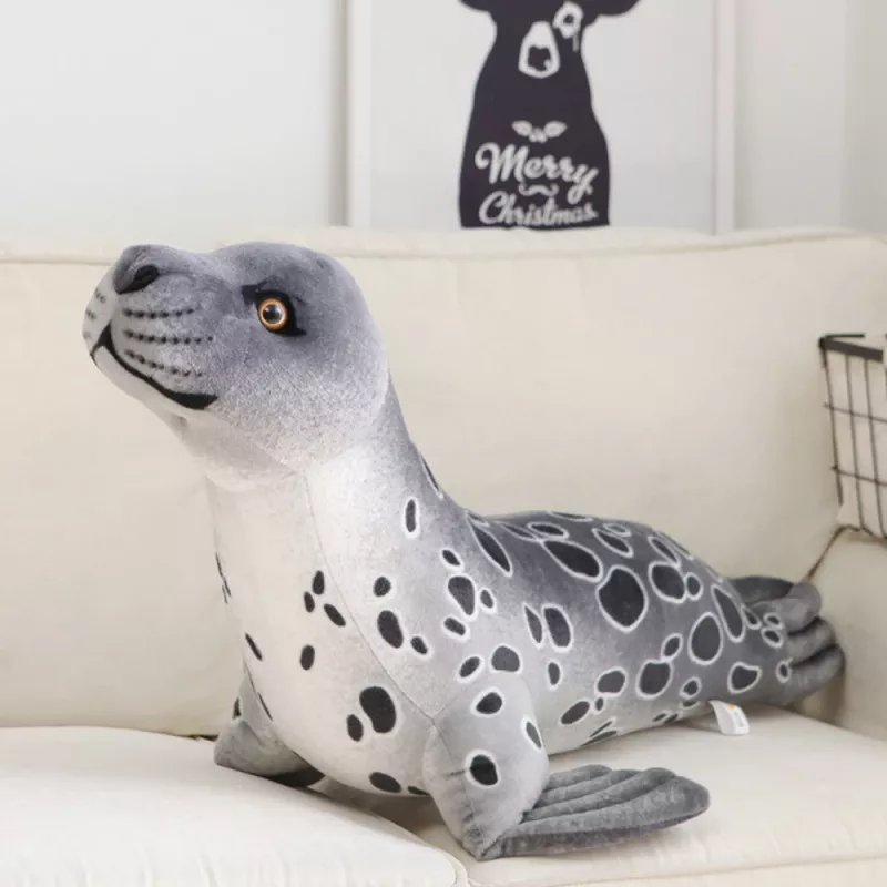 LEAN TOYS pehmeä maskotti pehmolelu hylje harmaa 37cm