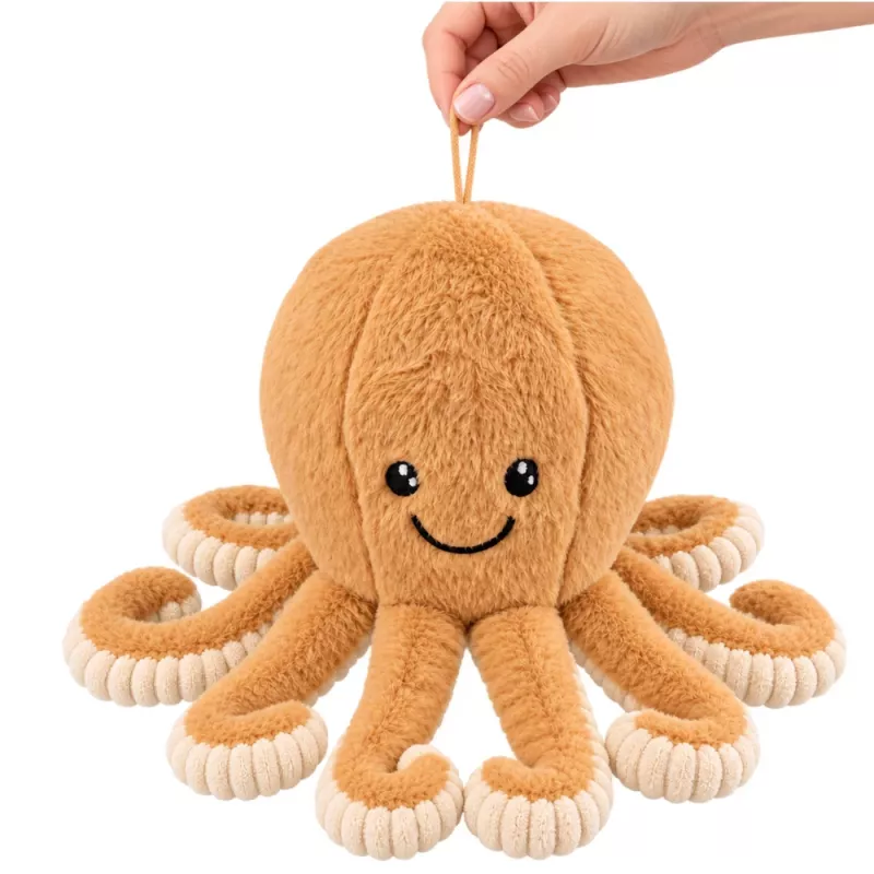 LEAN TOYS pehmoinen mustekala pehmolelu imukupilla beige 16 cm