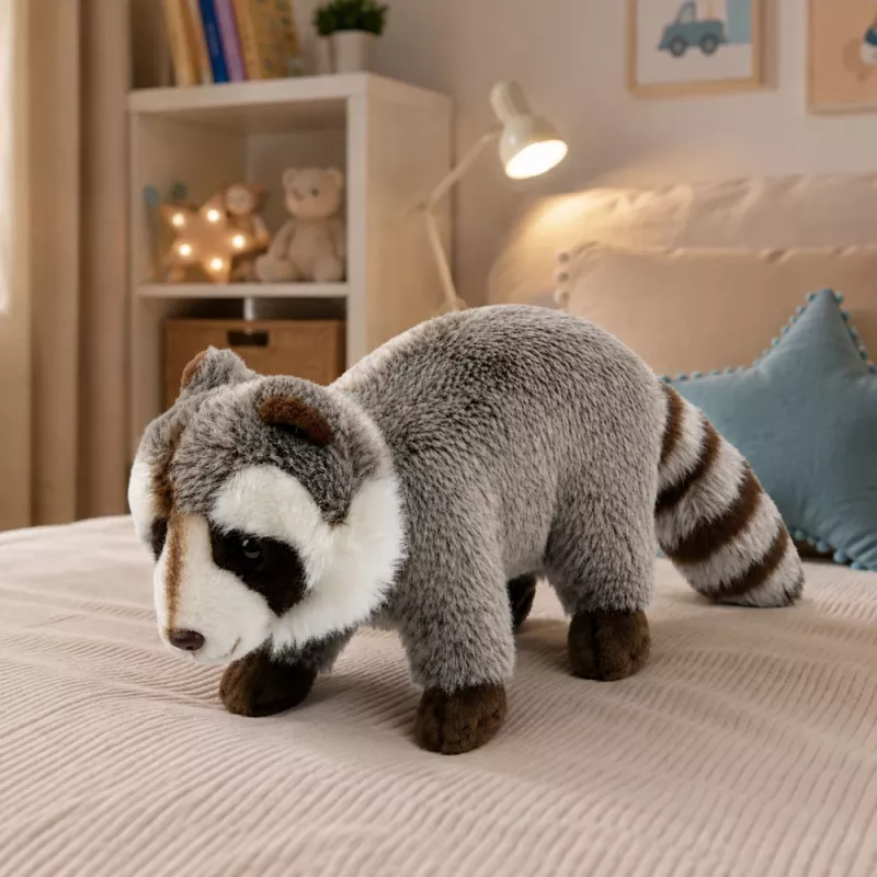 LEAN TOYS pehmo-pesukarhu maskotti – realistinen pehmeä pehmolelu, harmaa 45 cm