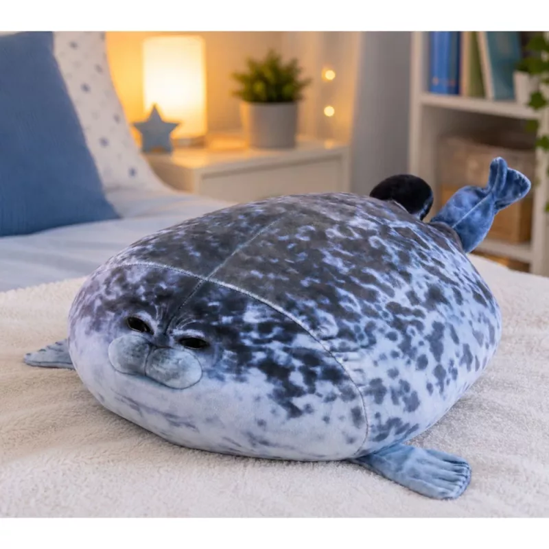 LEAN TOYS pehmeä hylje maskotti pehmolelu luonnonväri harmaa 38 cm