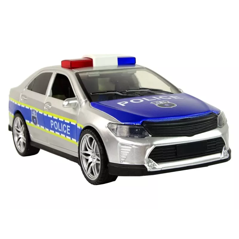 LEAN TOYS poliisiauto 1:14 kitkaveto äänet valo hopea