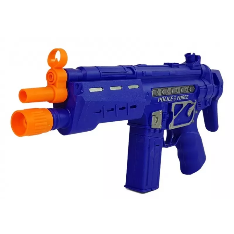 LEAN TOYS poliisisetti aseella ja merkillä, laivastonsininen, ääni- ja valotehosteet, 37 cm