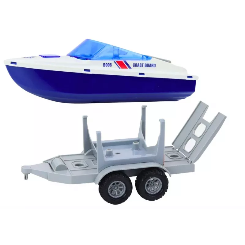 LEAN TOYS poliisimönkijä perävaunulla ja moottoriveneellä