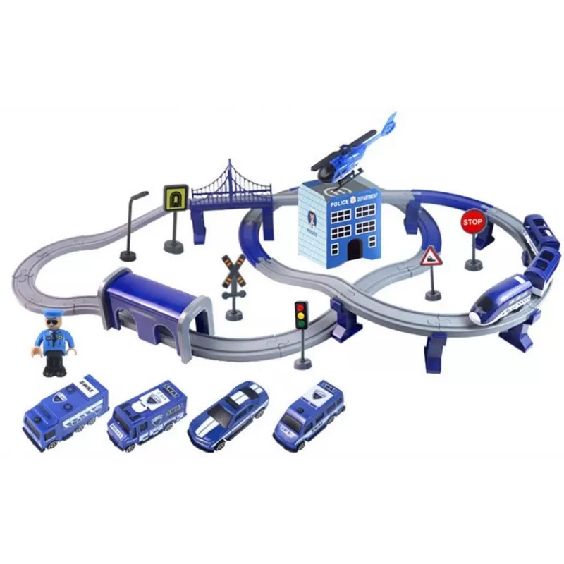 LEAN TOYS Police Town junasetti sininen 203 km/h