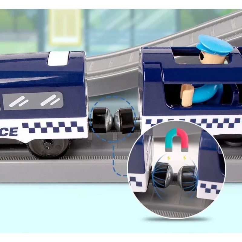 LEAN TOYS Police Town junasetti sininen 203 km/h