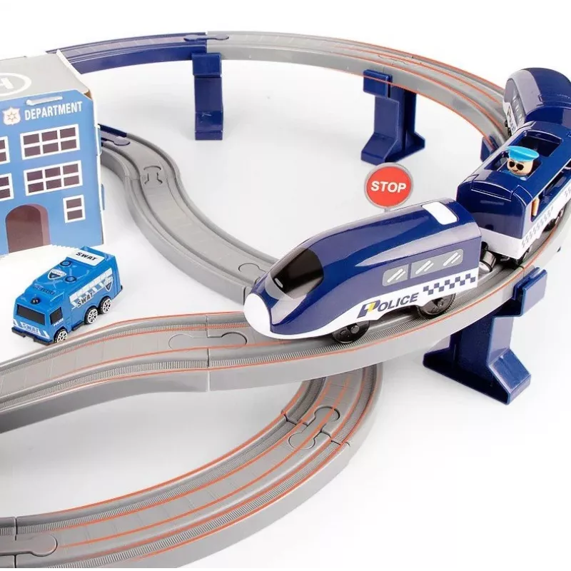 LEAN TOYS Police Town junasetti sininen 203 km/h