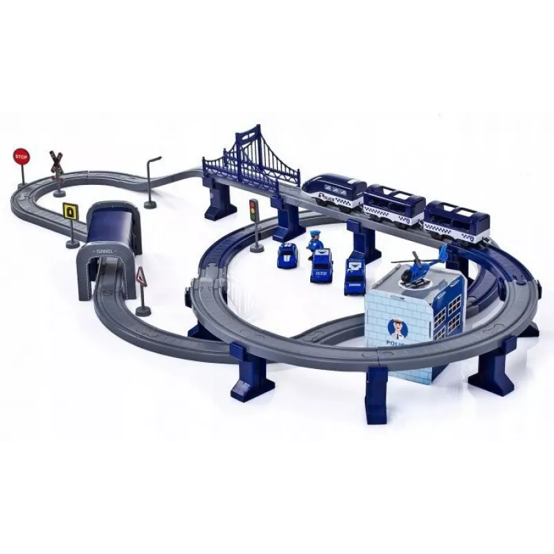 LEAN TOYS Police Town junasetti sininen 203 km/h