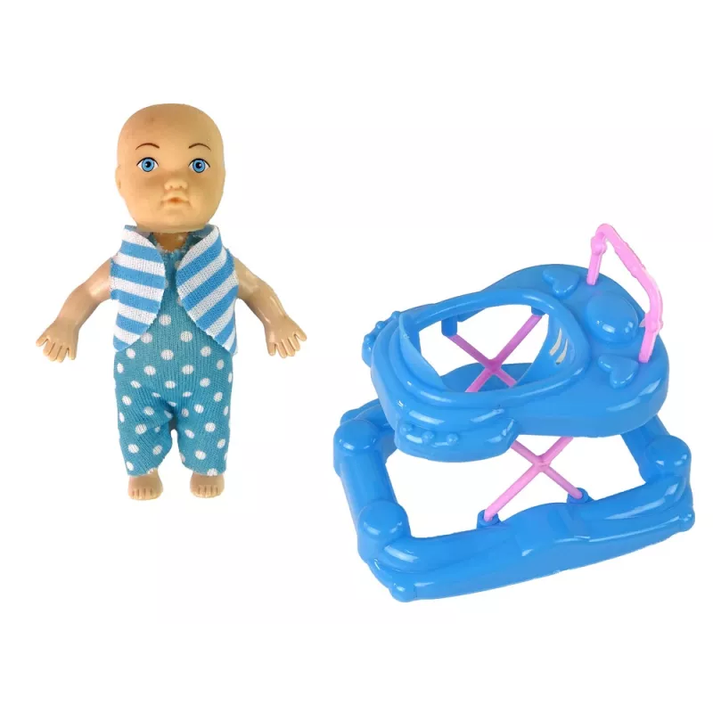 LEAN TOYS raskaana oleva vauvanukke pitkillä hiuksilla ja tarvikkeilla