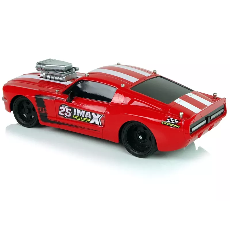 LEAN TOYS R/C-urheiluauto 1:16 punainen valkoiset raidat ohjain