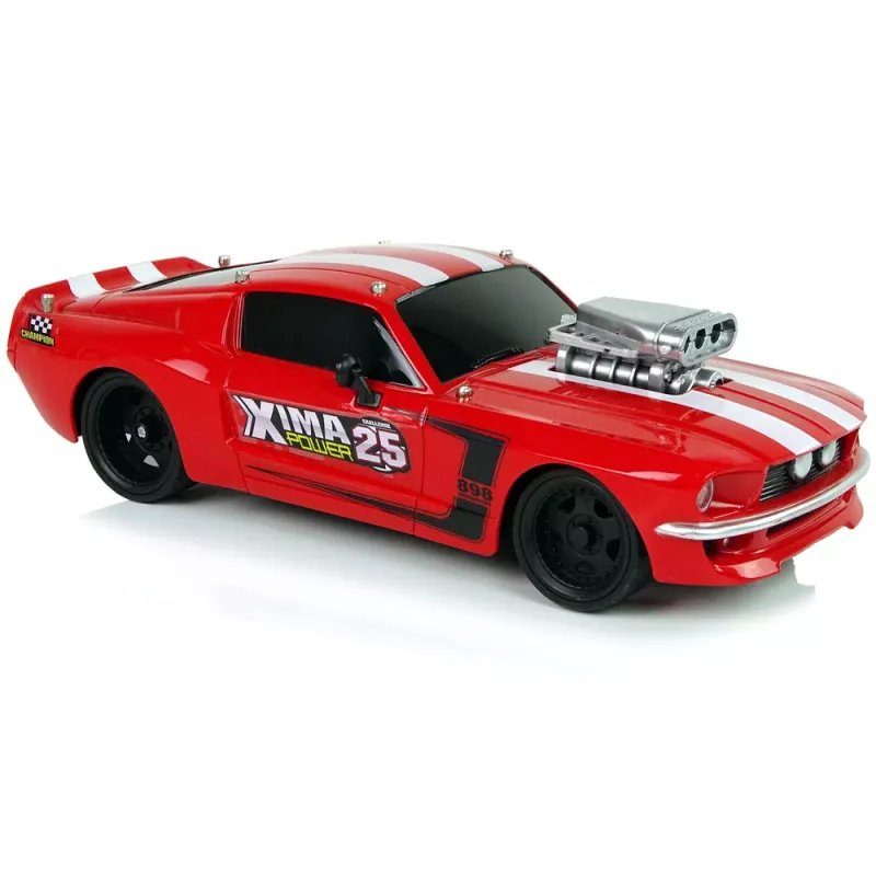 LEAN TOYS R/C-urheiluauto 1:16 punainen valkoiset raidat ohjain