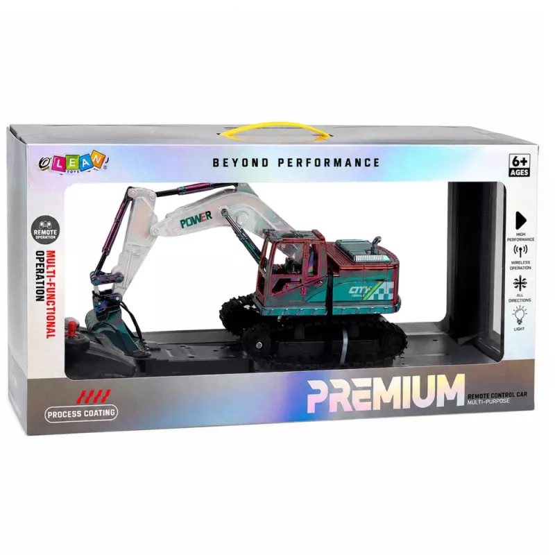 LEAN TOYS RC-ryömijäkaivinkone liikkuvalla varrella ja valaistuksella 1:14