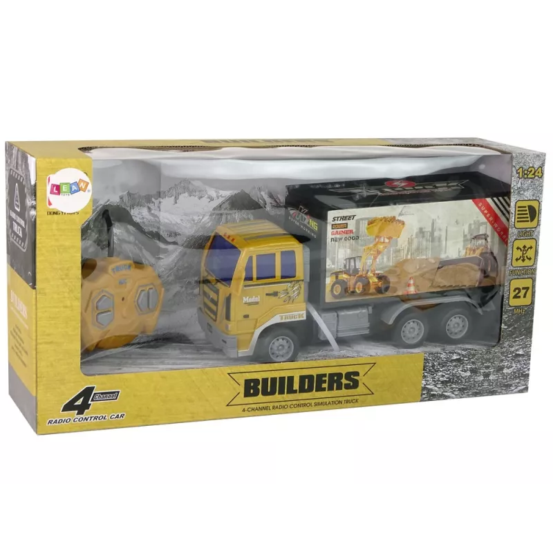 LEAN TOYS kauko-ohjattava rakennustyömaan kuorma-auto 1:24 keltainen