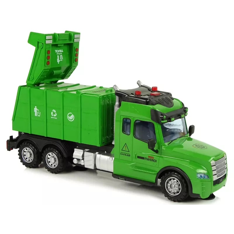 LEAN TOYS jäteauto Pilot kauko-ohjattava 2.4G valot äänet vihreä