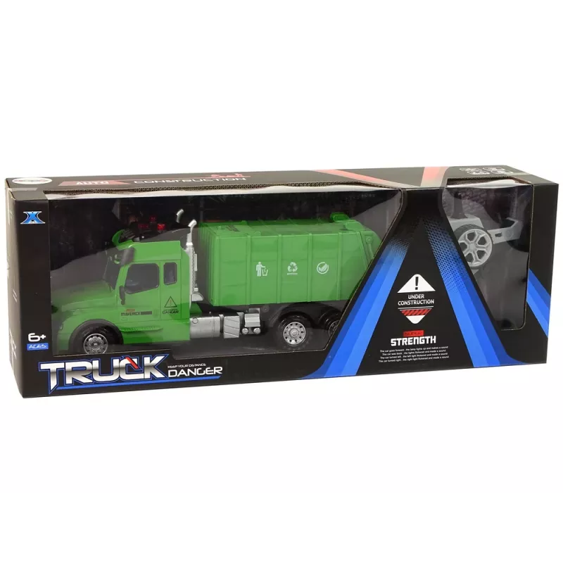 LEAN TOYS jäteauto Pilot kauko-ohjattava 2.4G valot äänet vihreä